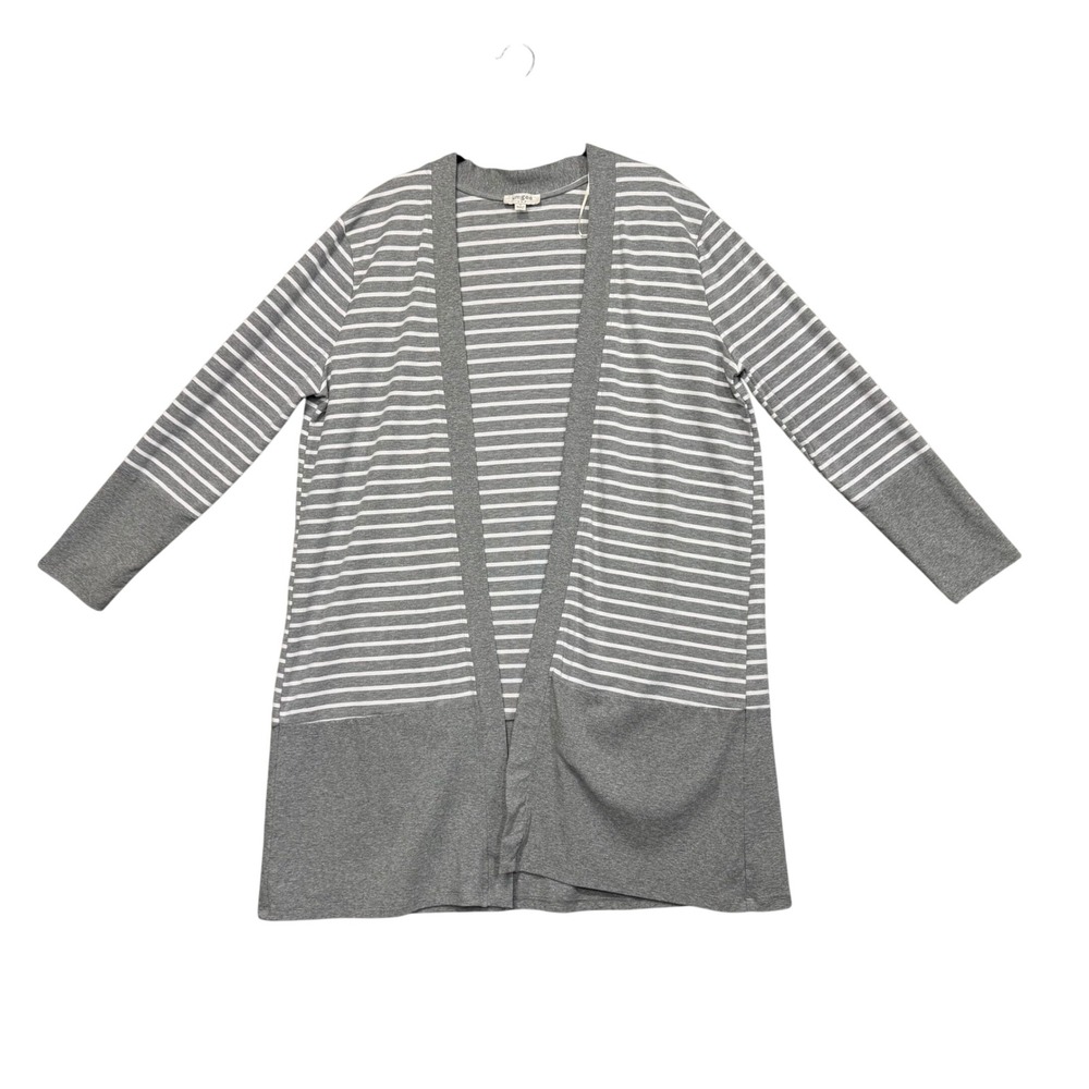 Umgee Cardigan Women Small Gray Striped Open Front Longline